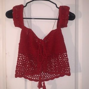 Red off the shoulder summer shirt
